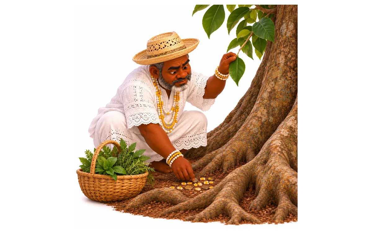 Osain y el omiero (ilustración de Ofún Oshé)