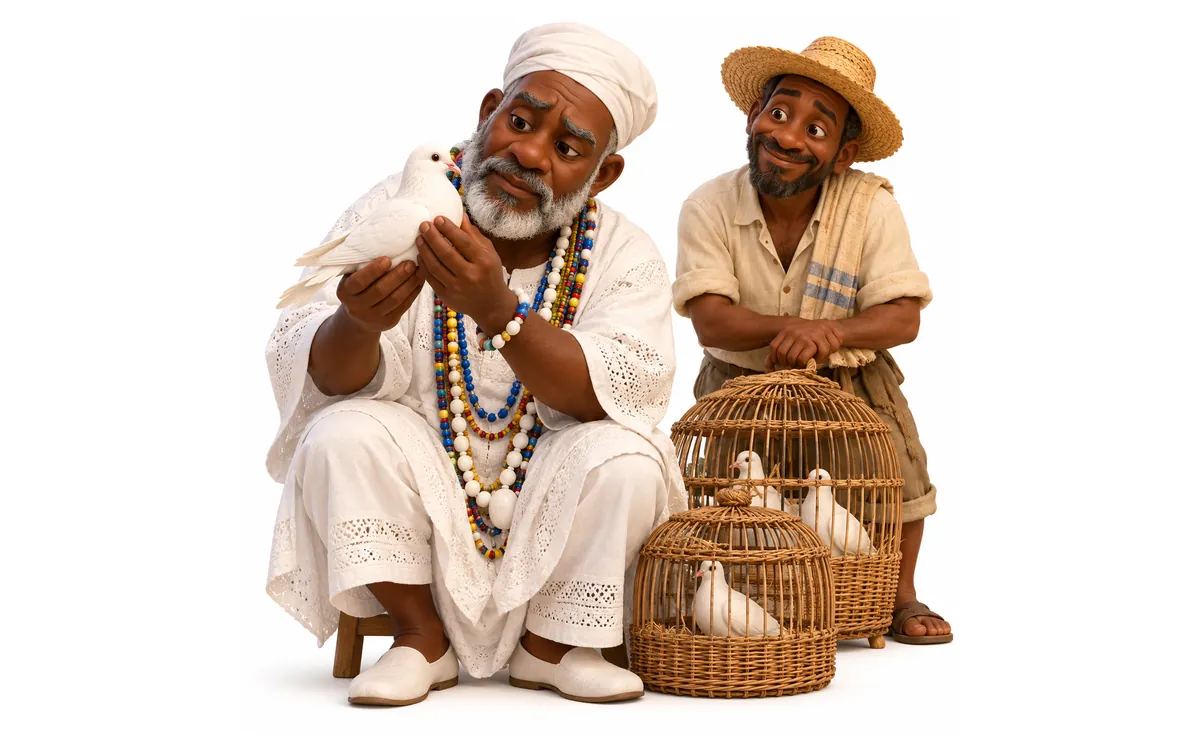 Por qué se da sangre a los Orishas (ilustración de Ofún Oshé)